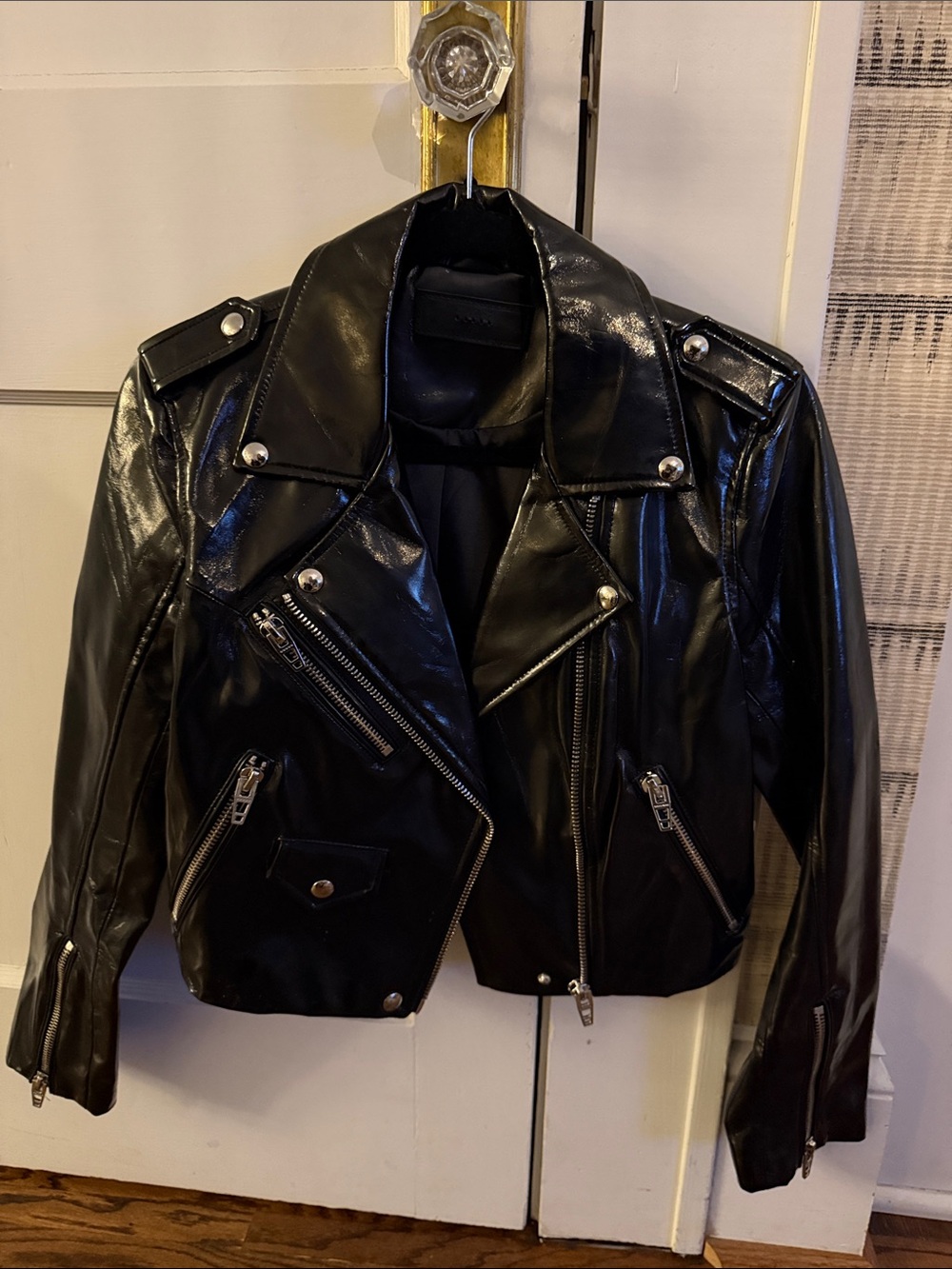 Blank NYC Shiny Black Faux Leather Moto Jacket